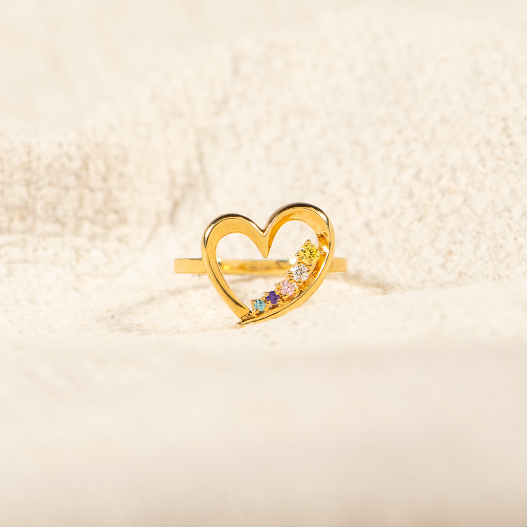 1-6 Birthstones Heart Ring
