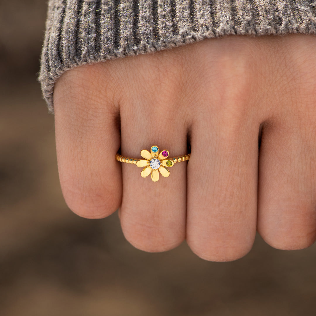 1-8 Birthstones Flower Ring