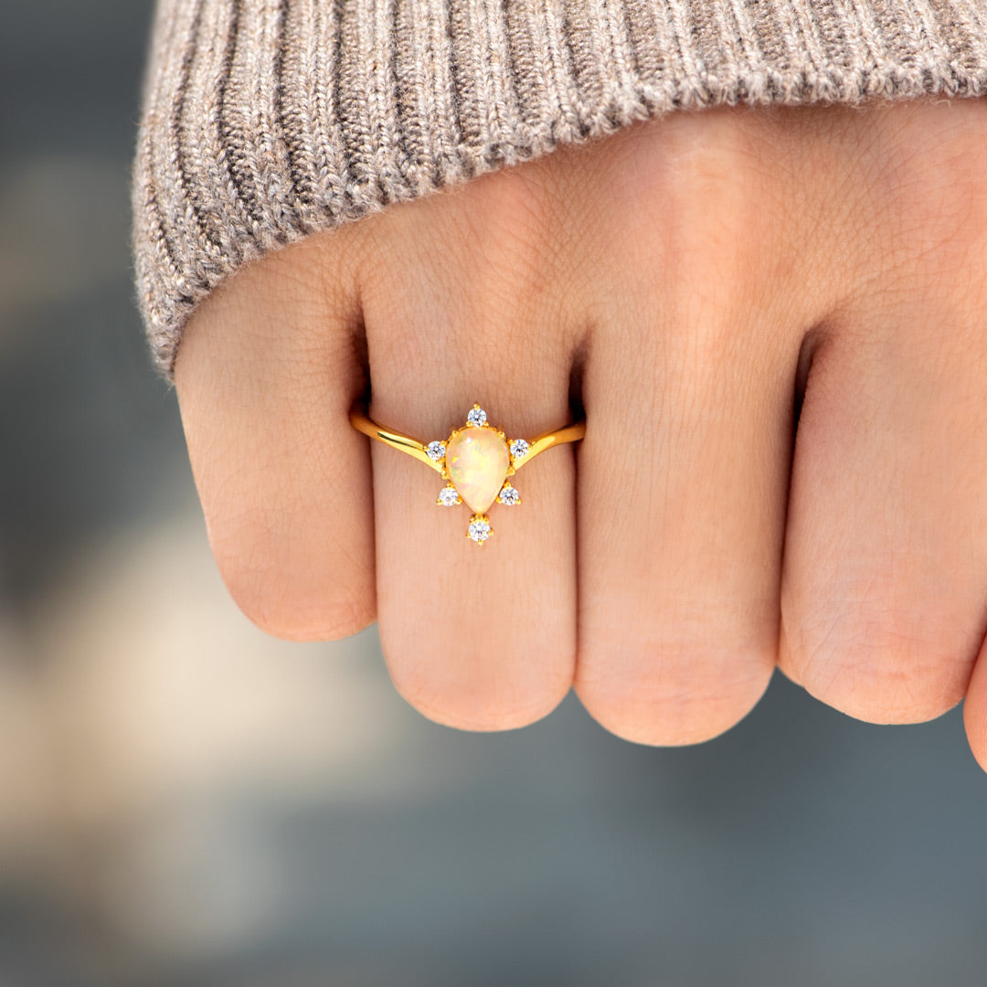 Healing From Trauma Tear Drop Opal Ring