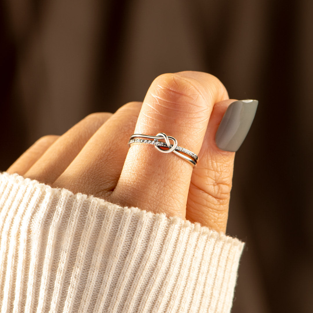 Silver Knot Ring - Mother Daughter Bond