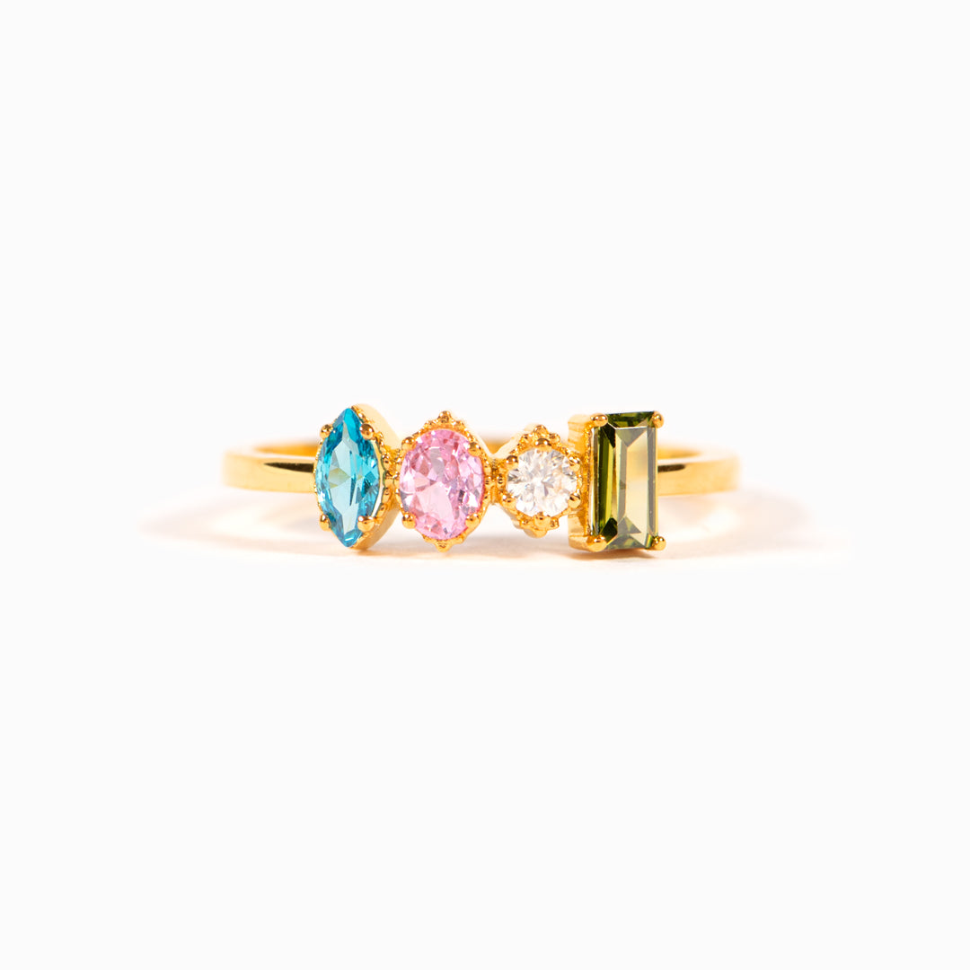 Mama’s Valentines 1-5 Multi Shaped Birthstones Mother's Ring