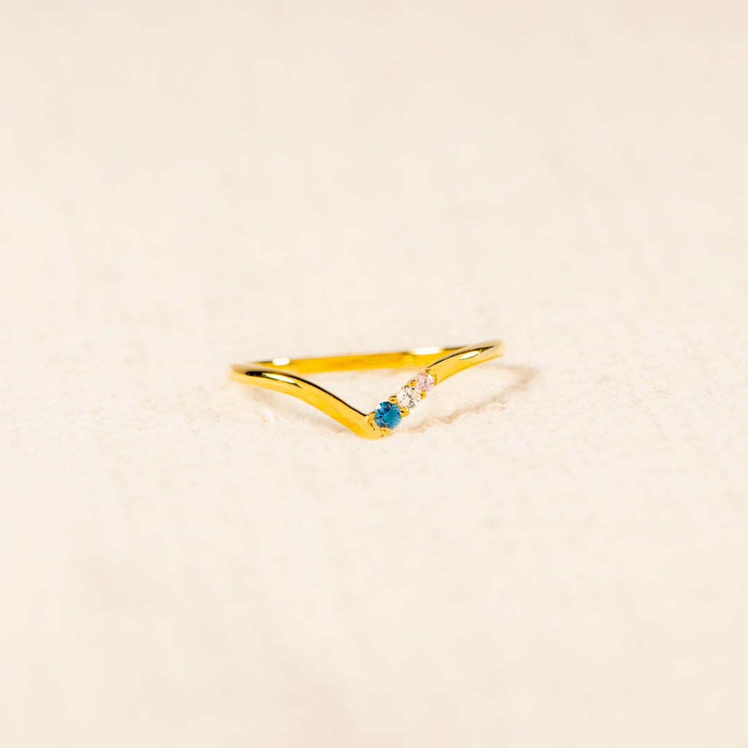 1-6 Birthstones V-Shape Ring