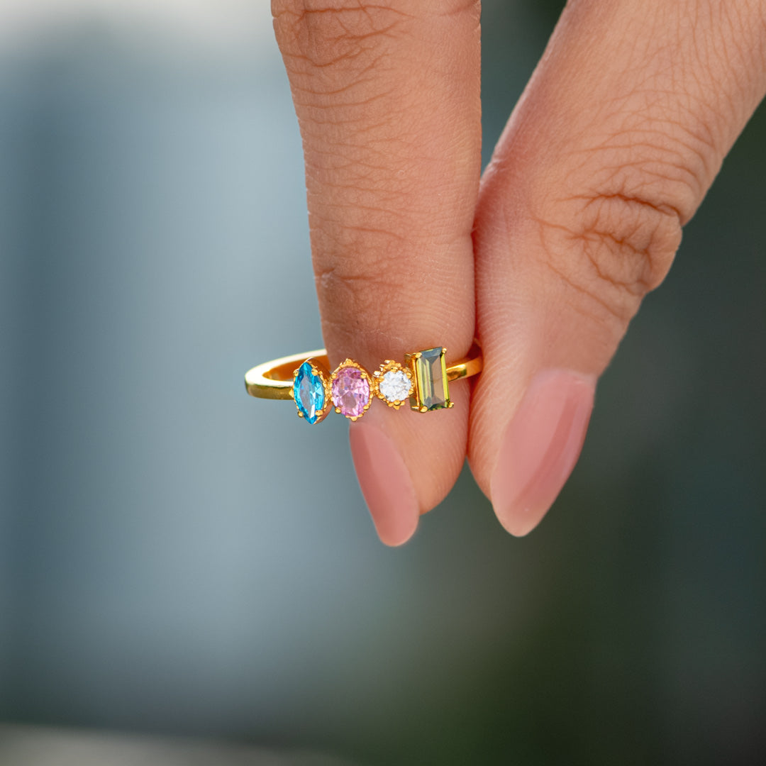 Mama’s Valentines 1-5 Multi Shaped Birthstones Mother's Ring