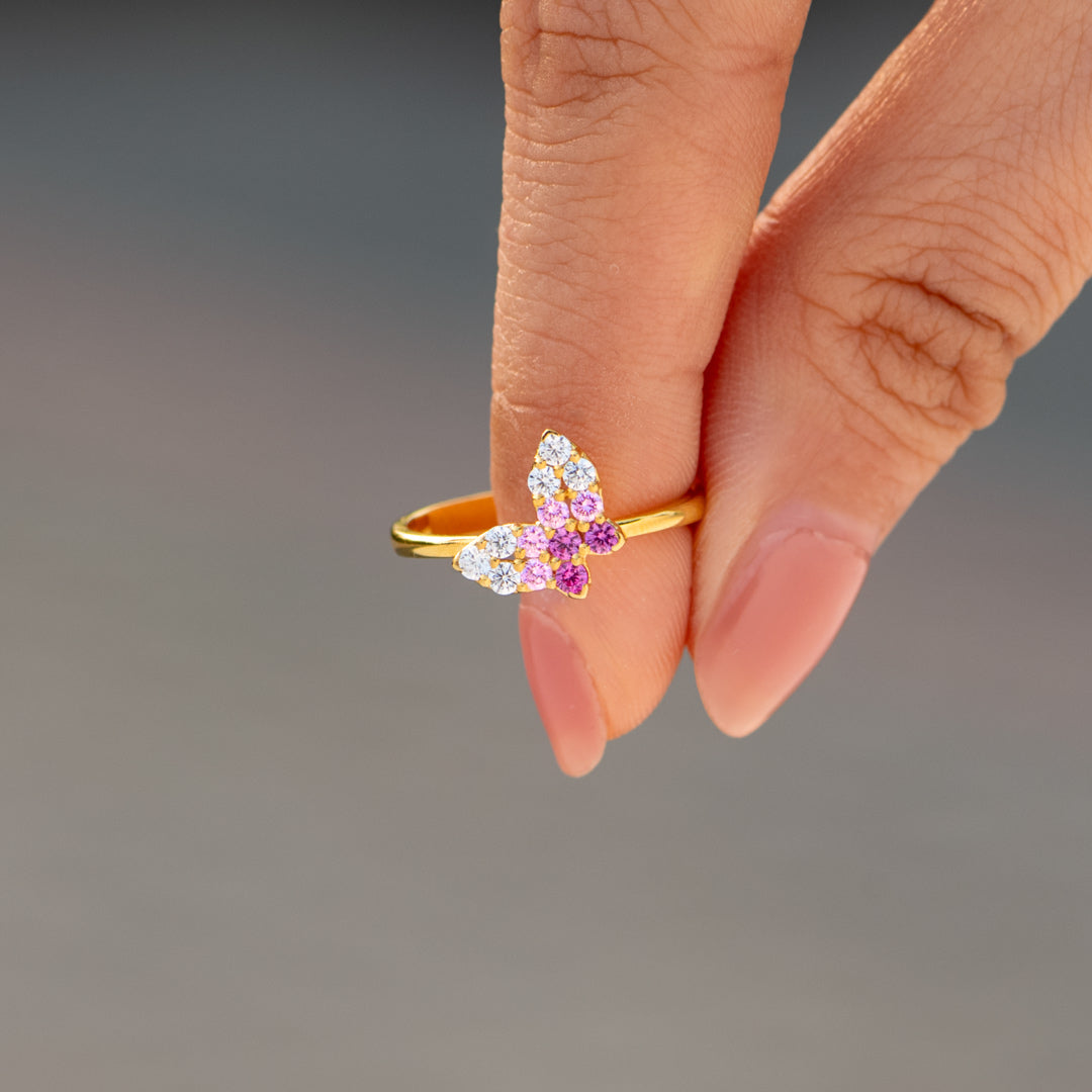 Aura Pink Butterfly Ring
