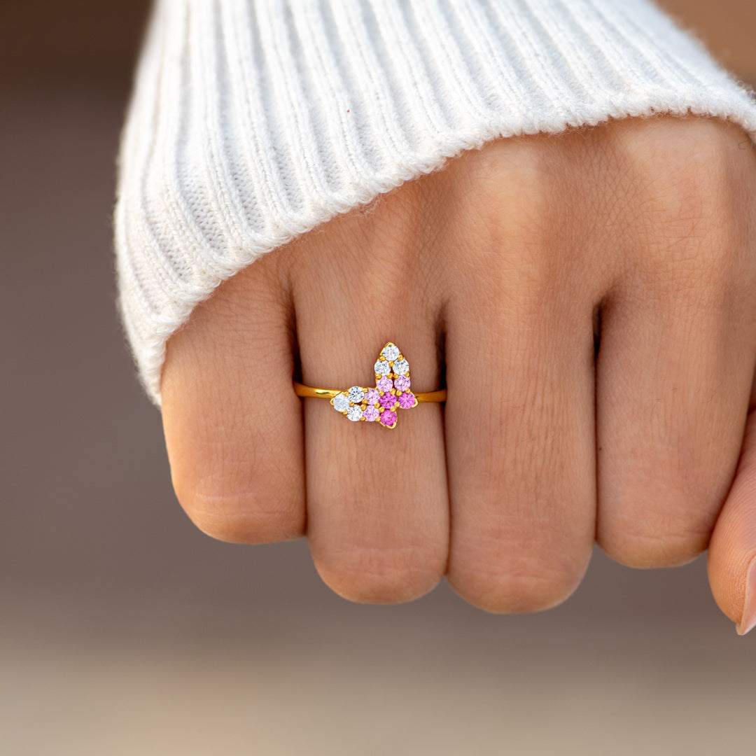 Aura Pink Butterfly Ring