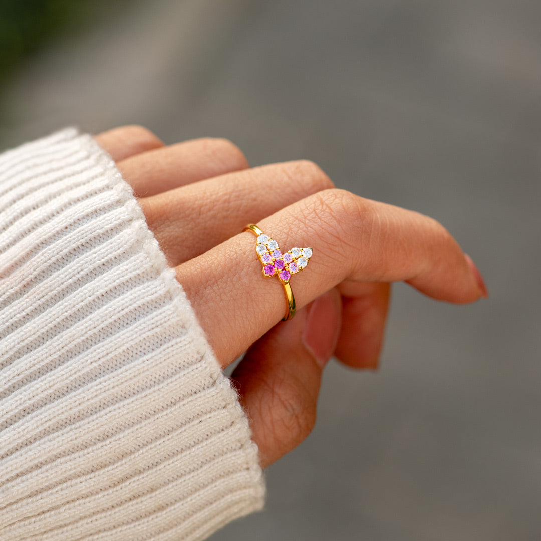 Aura Pink Butterfly Ring