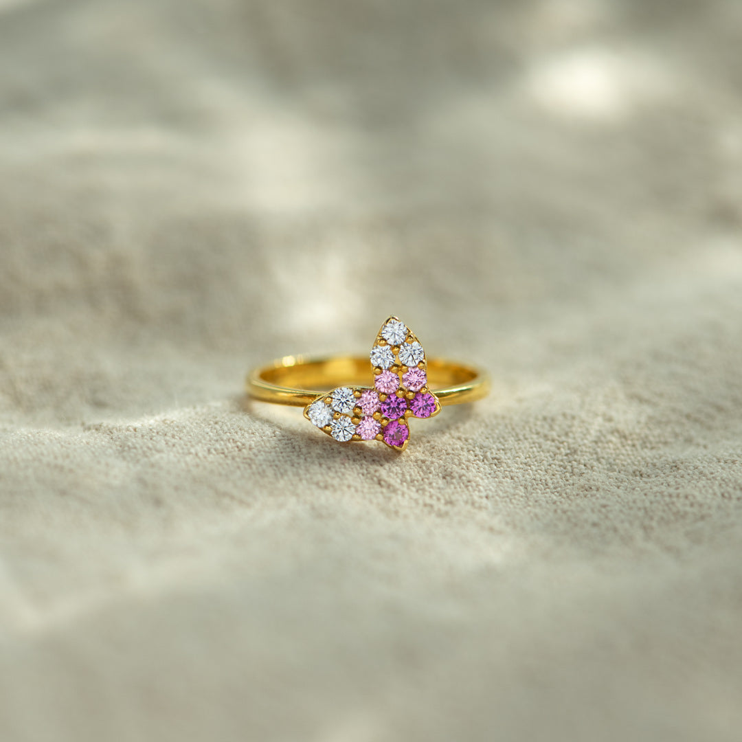 Aura Pink Butterfly Ring