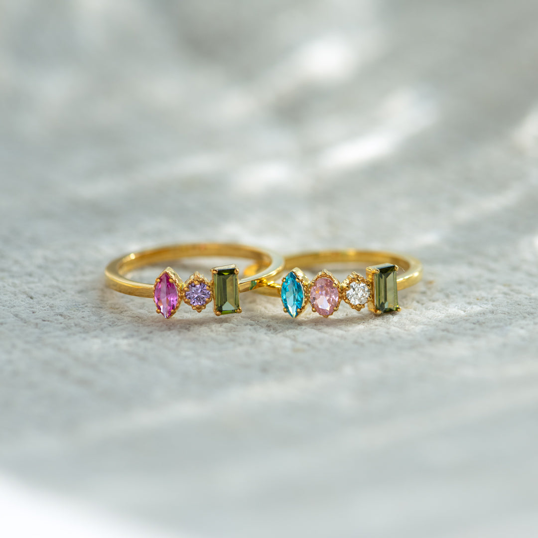 Mama’s Valentines 1-5 Multi Shaped Birthstones Mother's Ring
