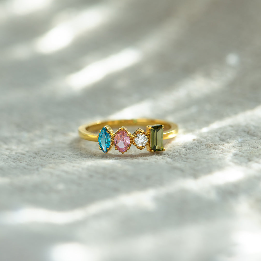 Mama’s Valentines 1-5 Multi Shaped Birthstones Mother's Ring