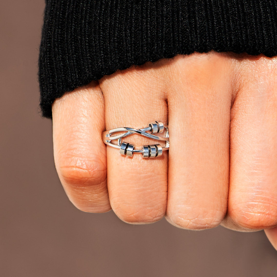Spinning Crossover Fidget Ring, Anxiety Ring For Women