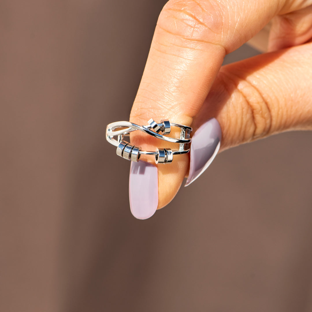 Spinning Crossover Fidget Ring, Anxiety Ring For Women
