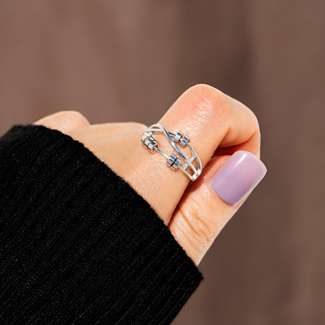 Spinning Crossover Fidget Ring, Anxiety Ring For Women