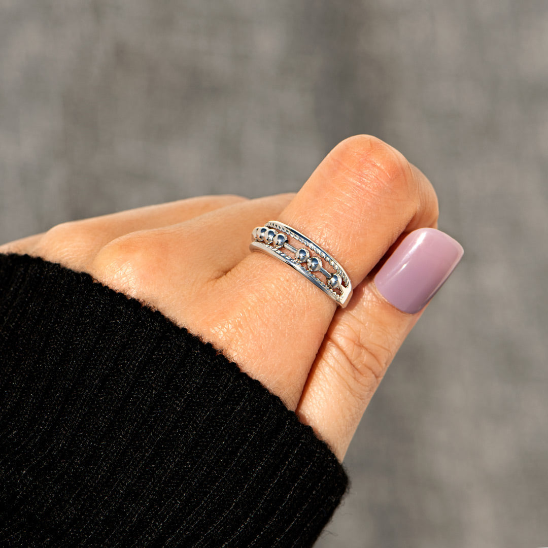 Triple Band Fidget Spinner Ring,Anxiety Ring For Women