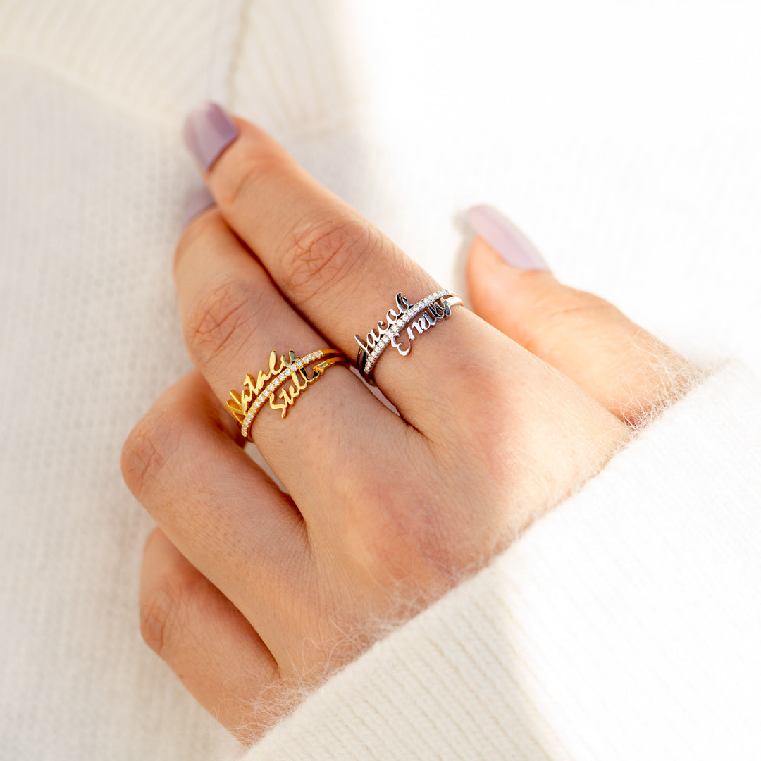 Custom Two Names Ring