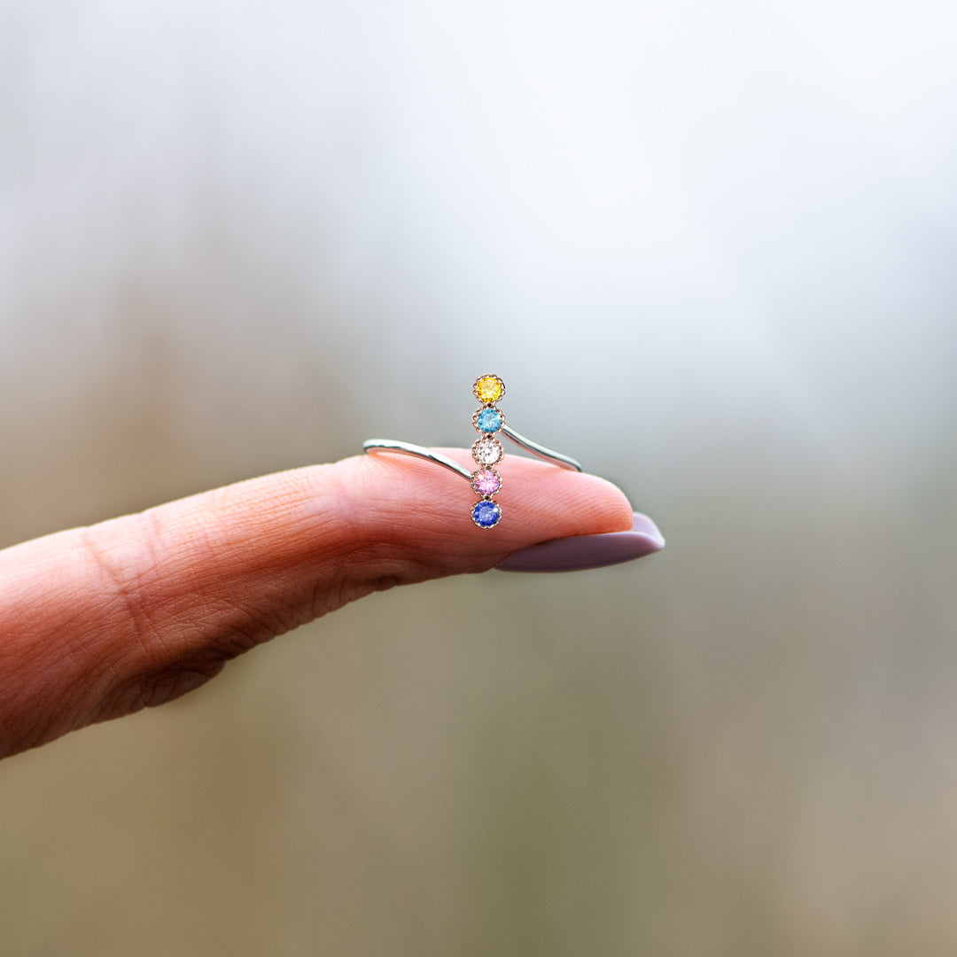 Personalized 1-6 Birthstones Pavé Bar Ring