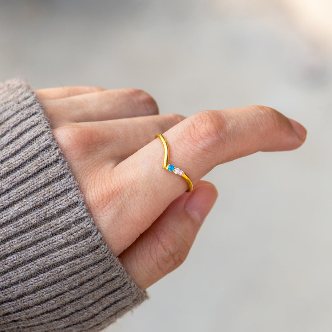 1-6 Birthstones V-Shape Ring