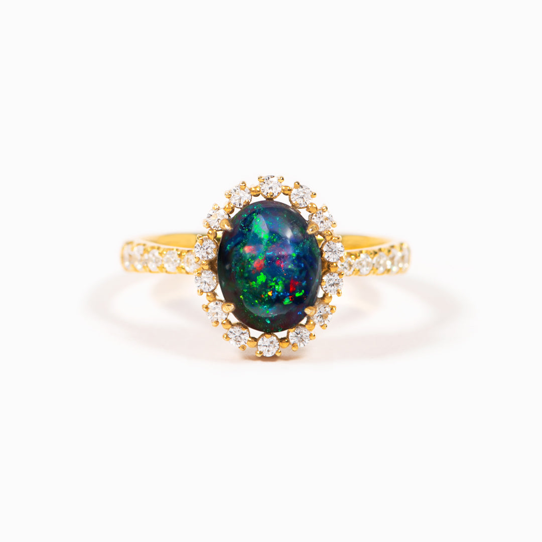 Natural&Authentic Black Opal Ring