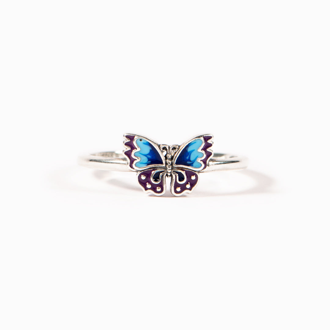 She Flies With Her Own Wings Enamel Butterfly Ring