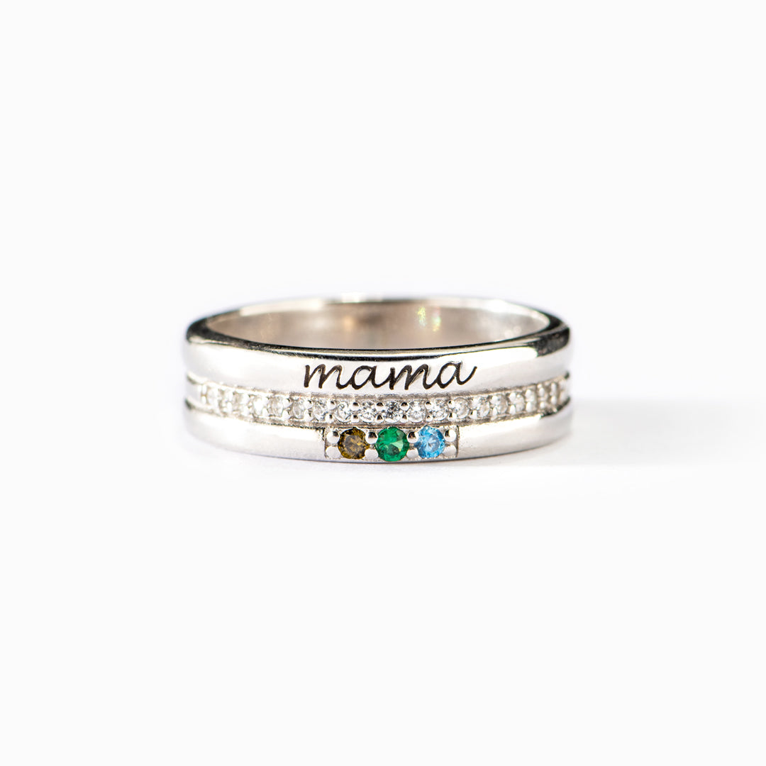 Personalized 1-8 Birthstones Mama Ring
