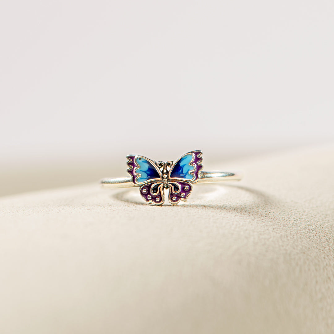 She Flies With Her Own Wings Enamel Butterfly Ring