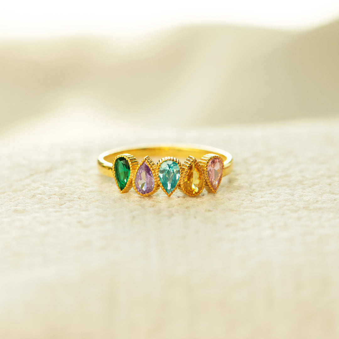 Tears Of Joy 1-6 Tear Shape Birthstones Ring