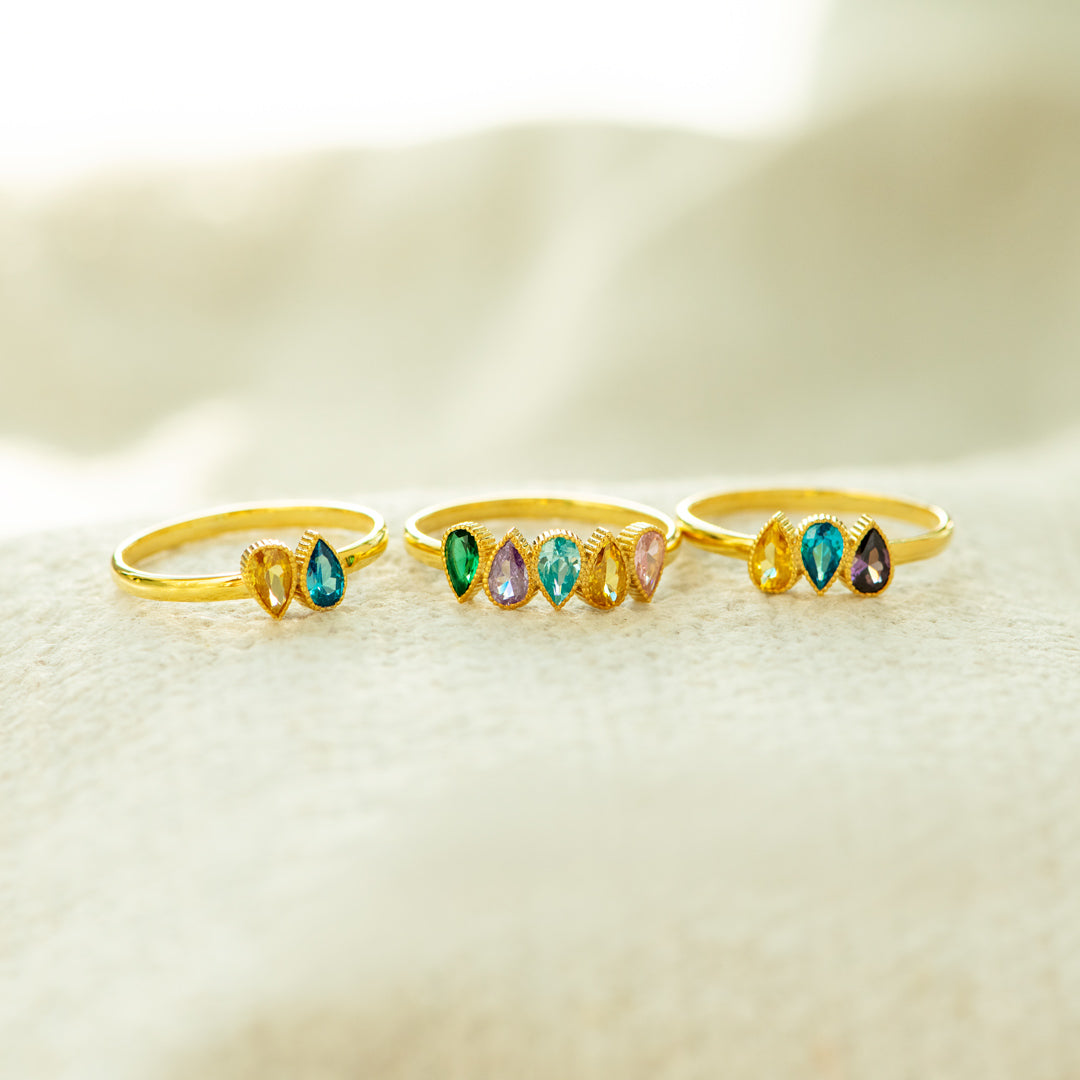Tears Of Joy 1-6 Tear Shape Birthstones Ring