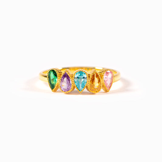 Tears Of Joy 1-6 Tear Shape Birthstones Ring