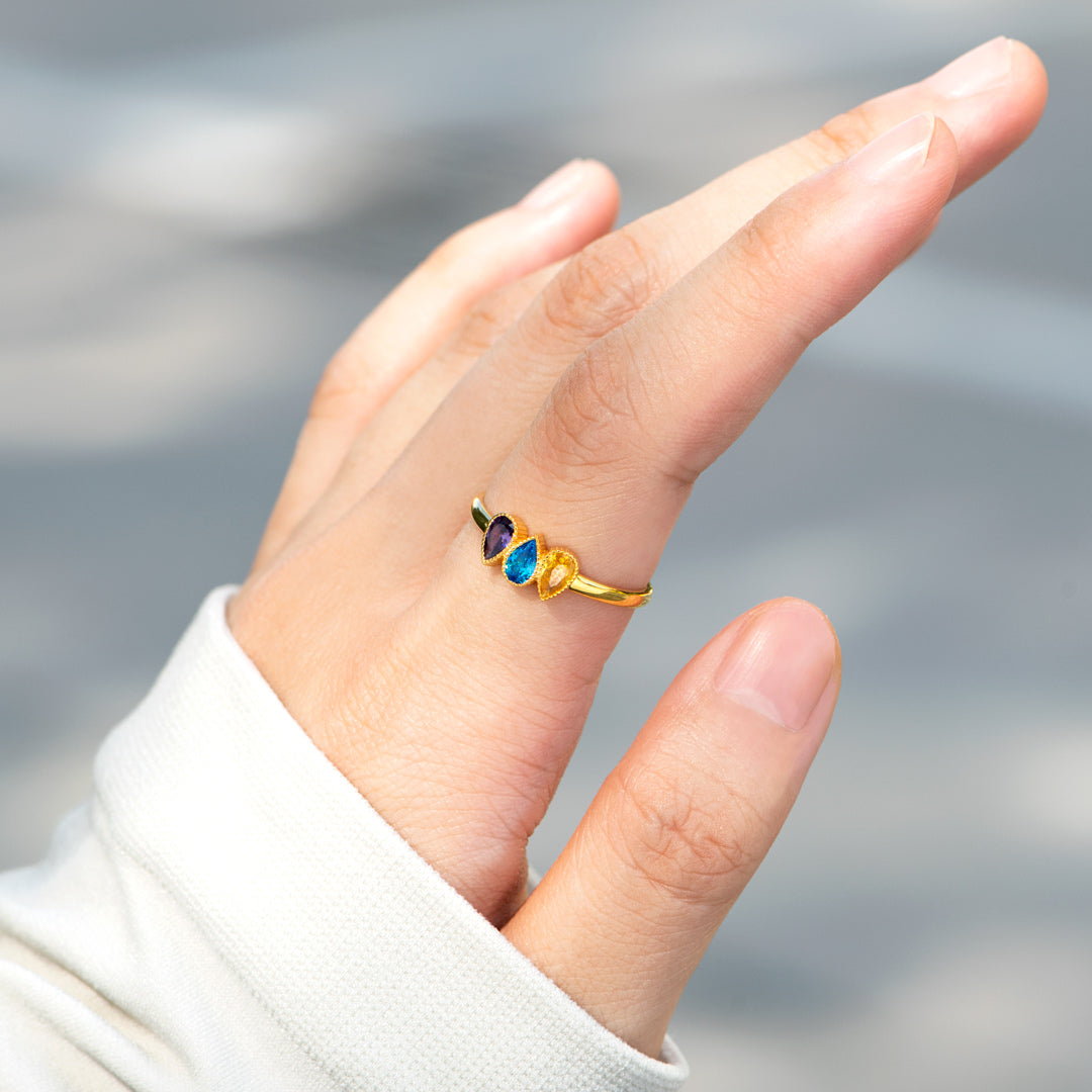 Tears Of Joy 1-6 Tear Shape Birthstones Ring