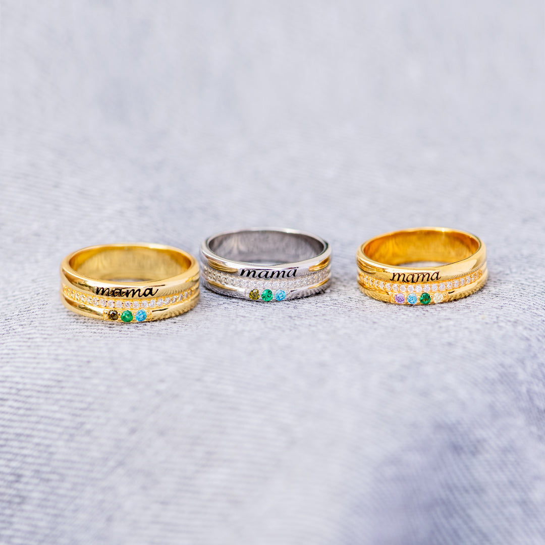 Personalized 1-8 Birthstones Mama Ring