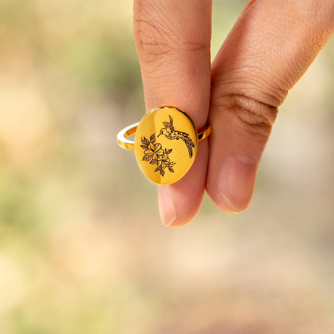 Hummingbird Disk Ring