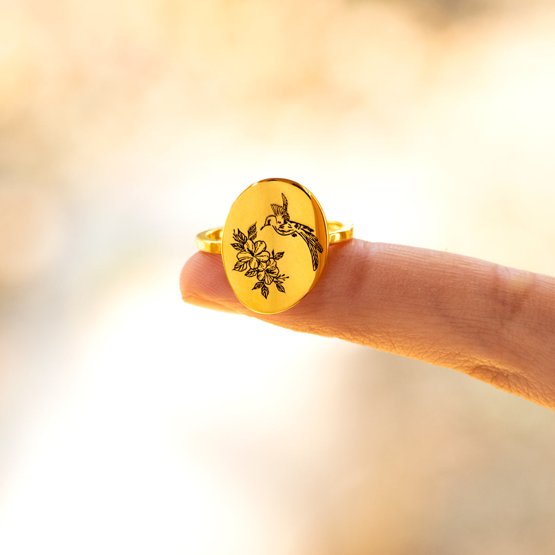 Hummingbird Disk Ring