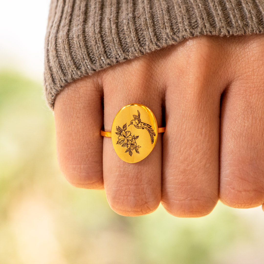 Hummingbird Disk Ring