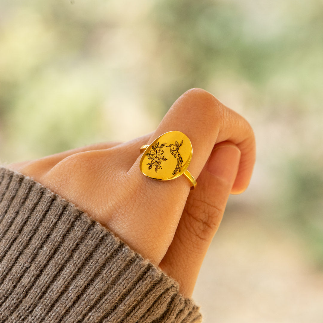 Hummingbird Disk Ring