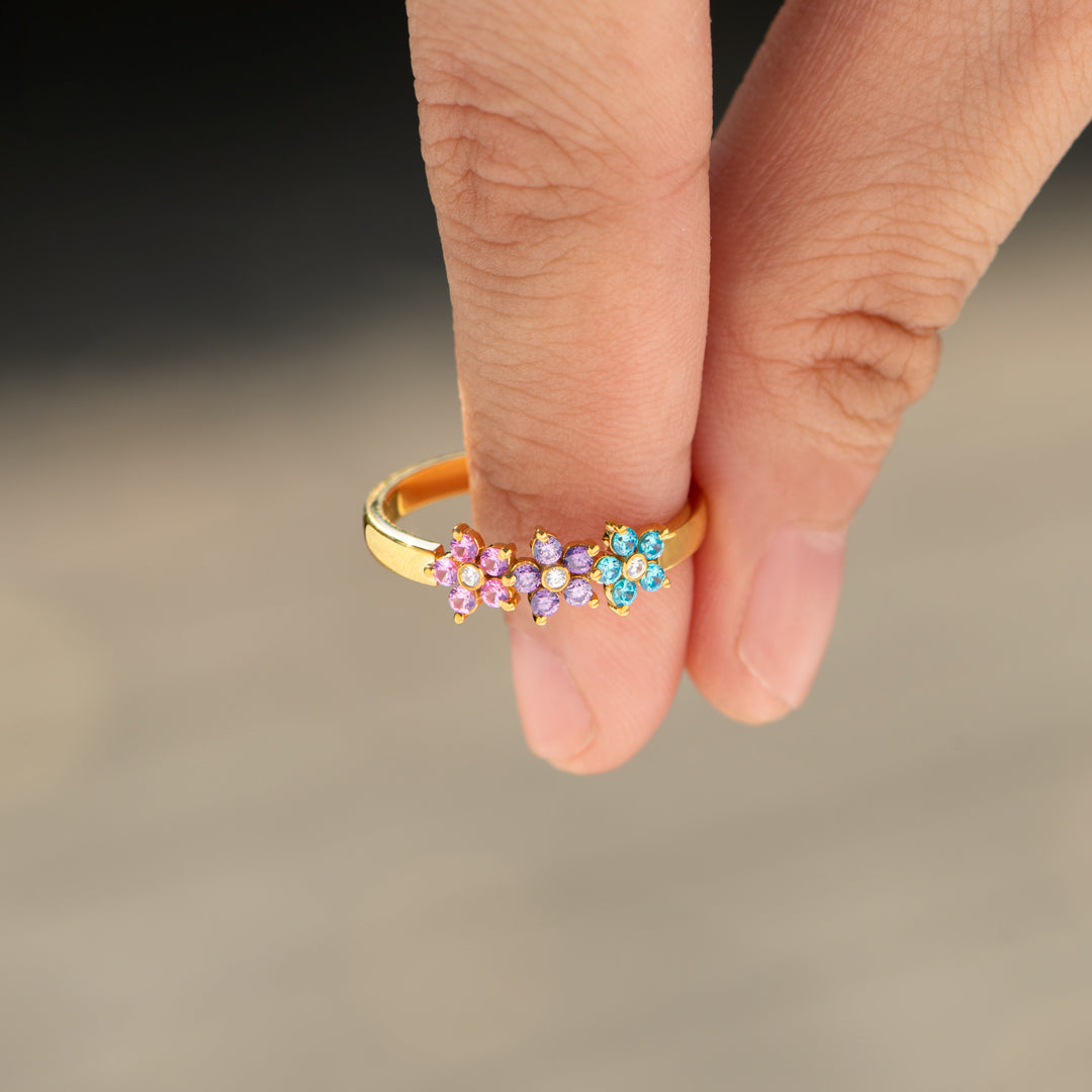 1-6 Flower Birthstone Ring