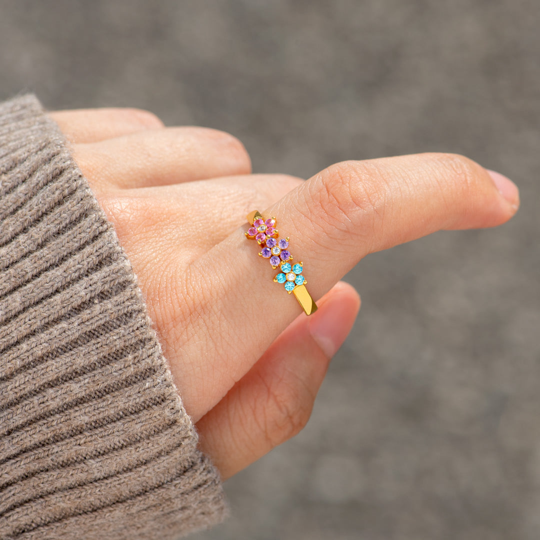 1-6 Flower Birthstone Ring