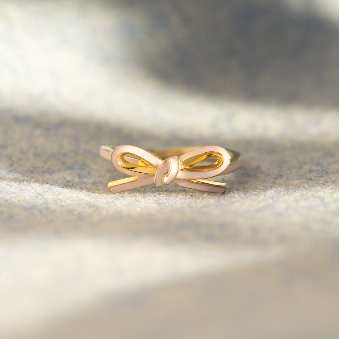 Enamel Pink Bow Ring