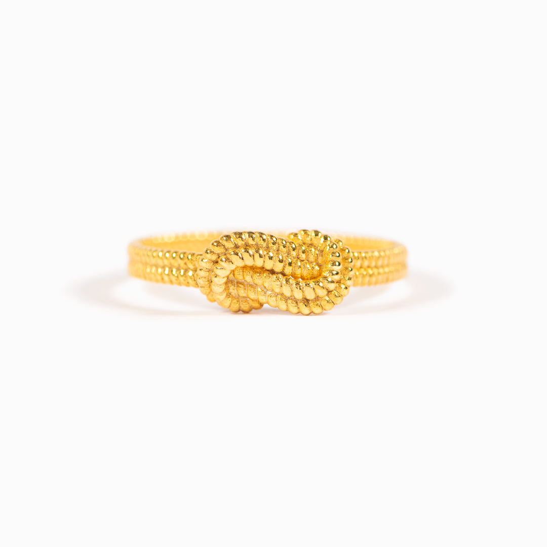 Tied By Angel's Hands Golden Square Knot Ring