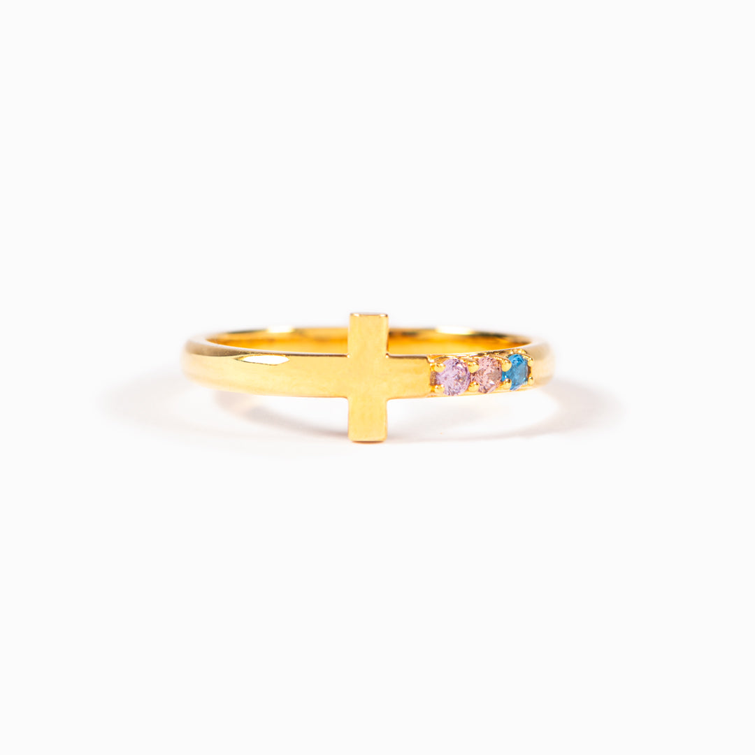 1-7 Birthstones Cross Ring