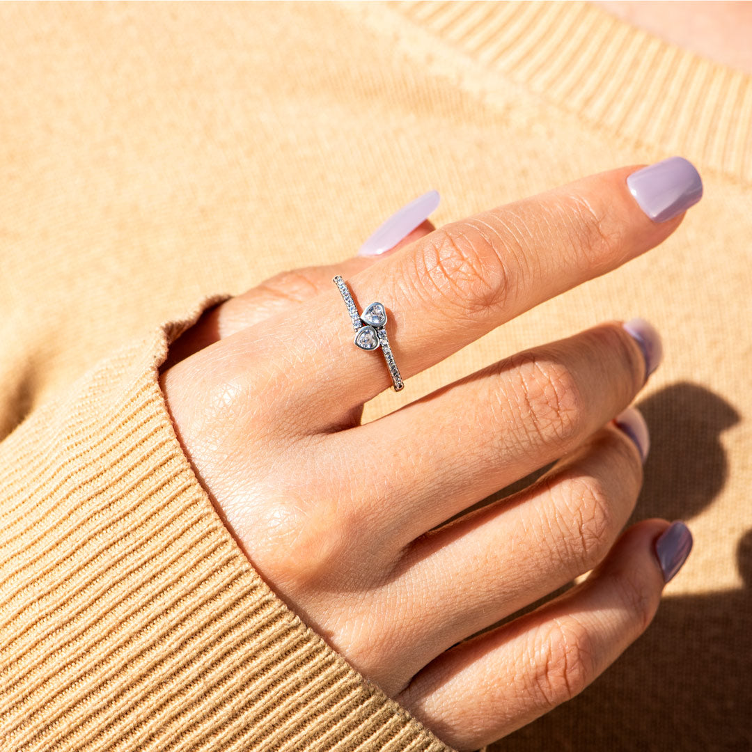 Promise Ring For Daughter Two Heart Ring