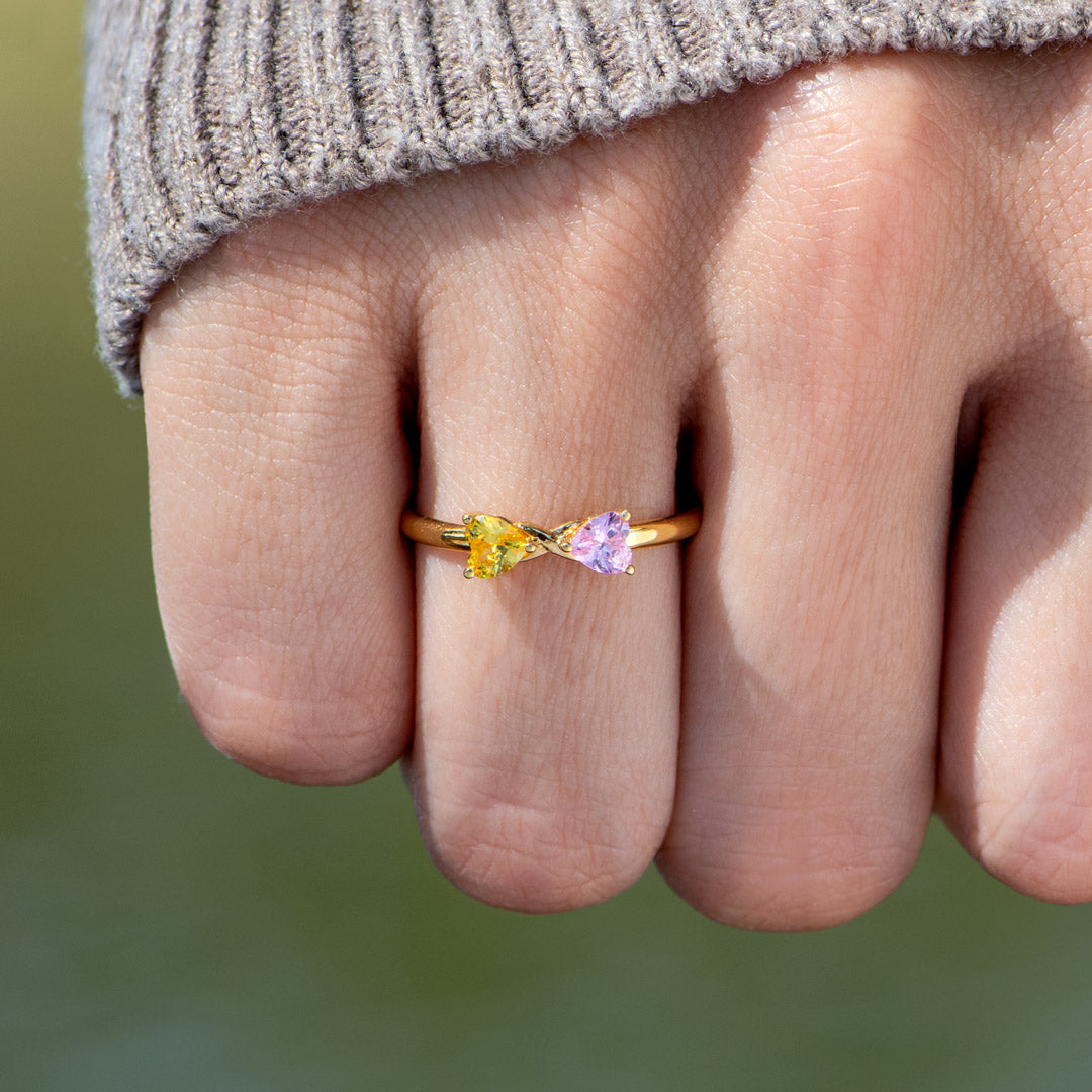 Two Heart Birthstone Ring