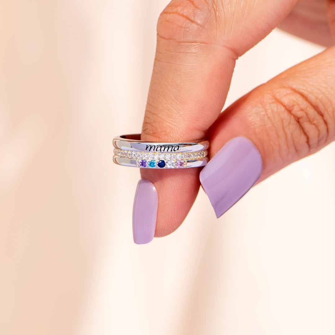 Personalized 1-8 Birthstones Mama Ring
