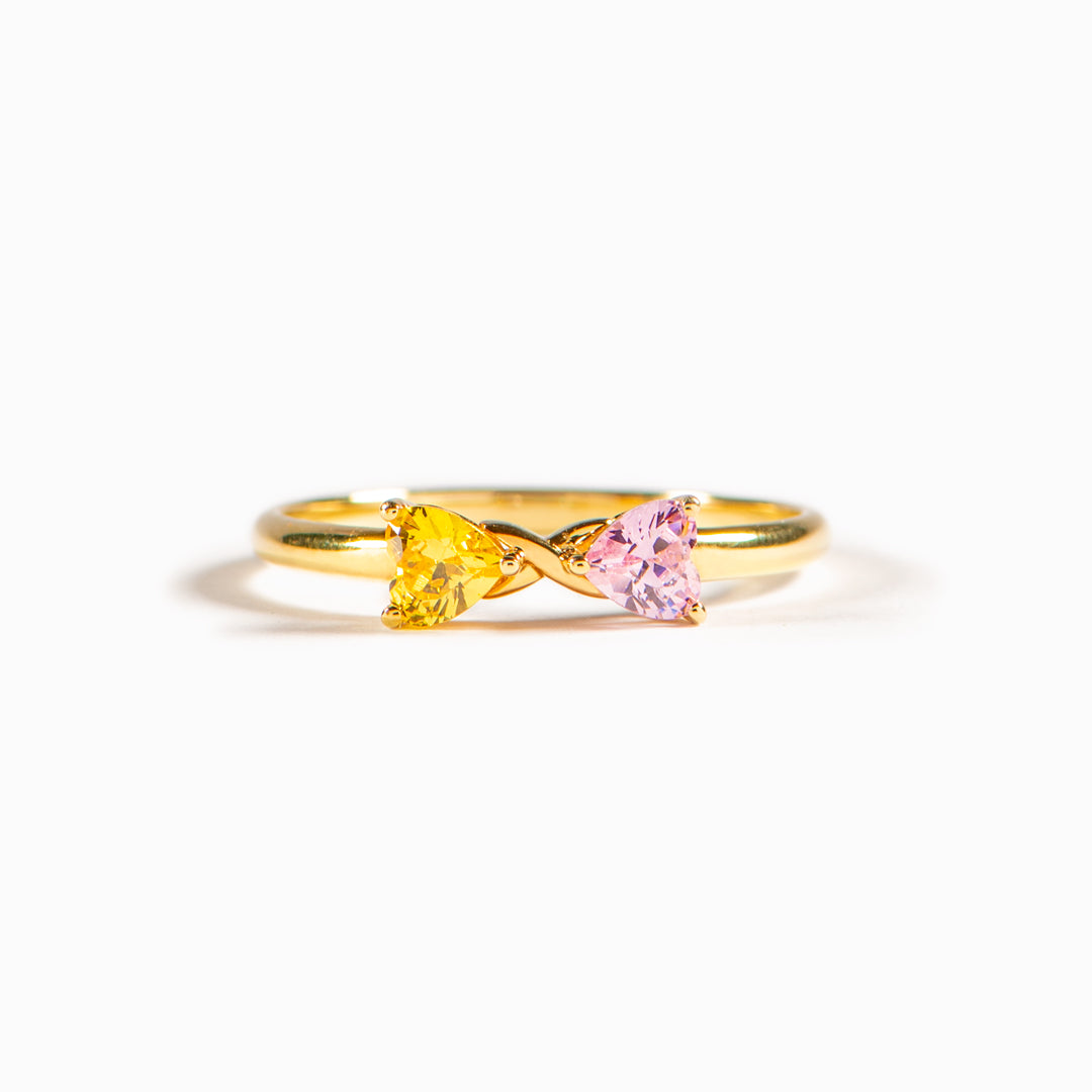 Two Heart Birthstone Ring