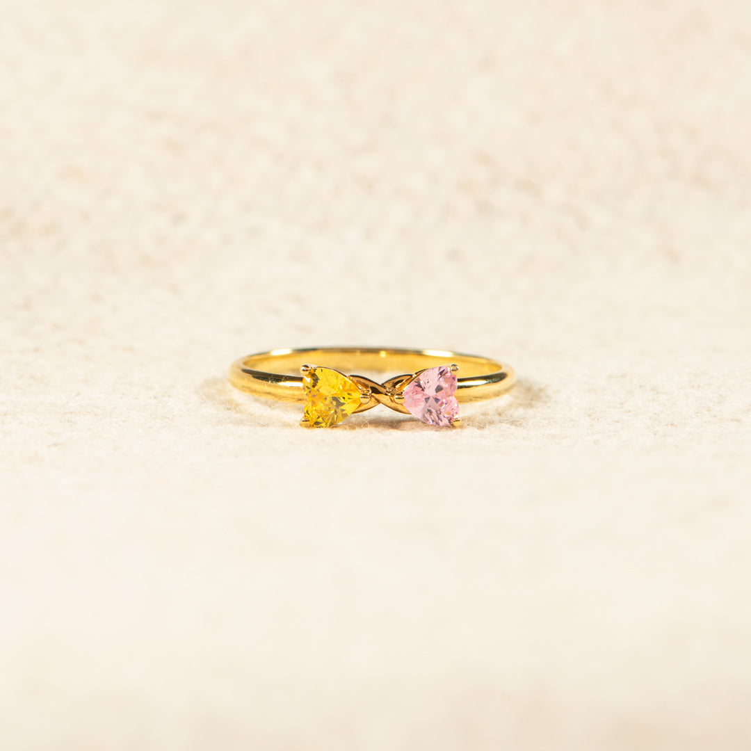 Two Heart Birthstone Ring