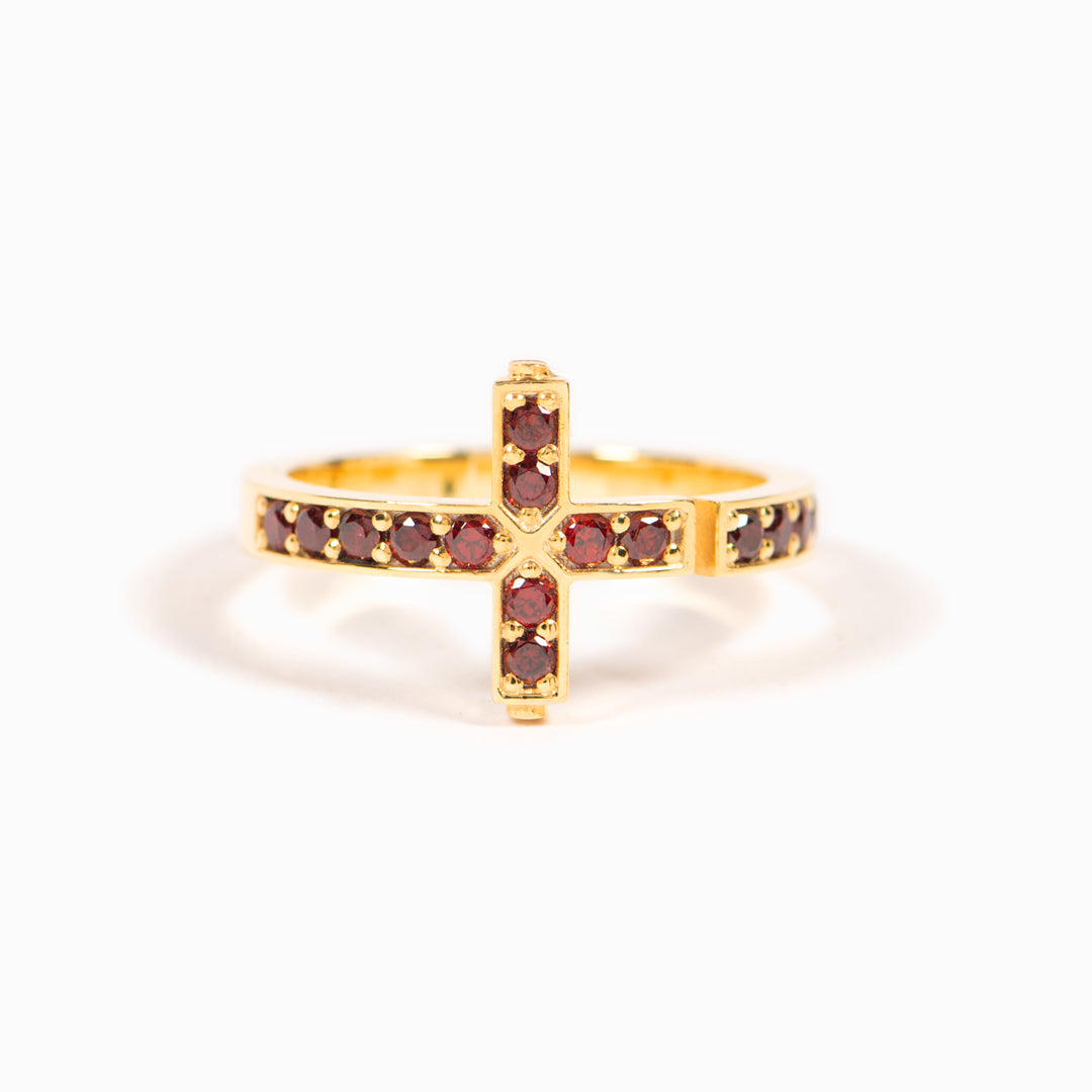 God Is Always By Your Side Red Cross Ring