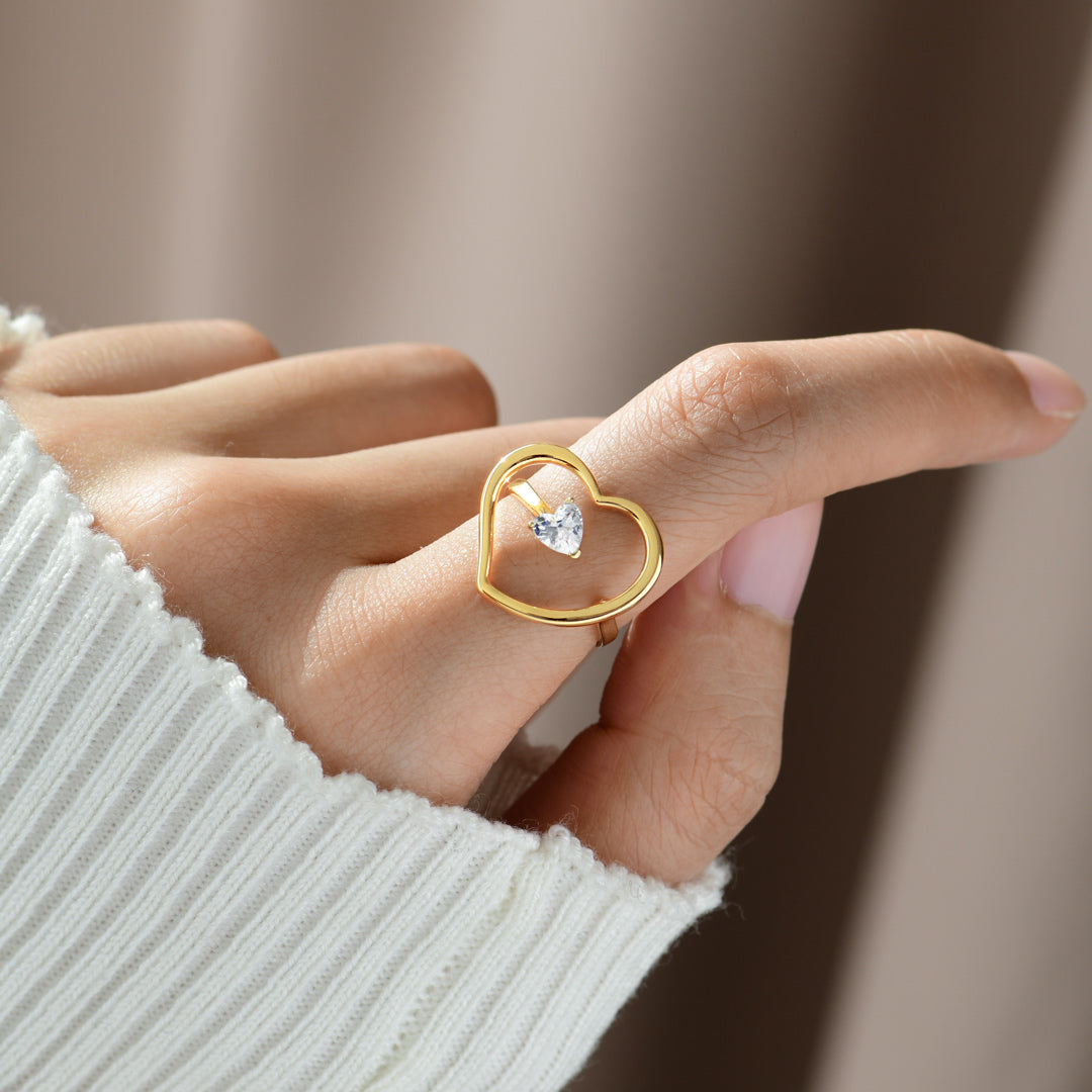Always In My Heart Embracing Heart Ring