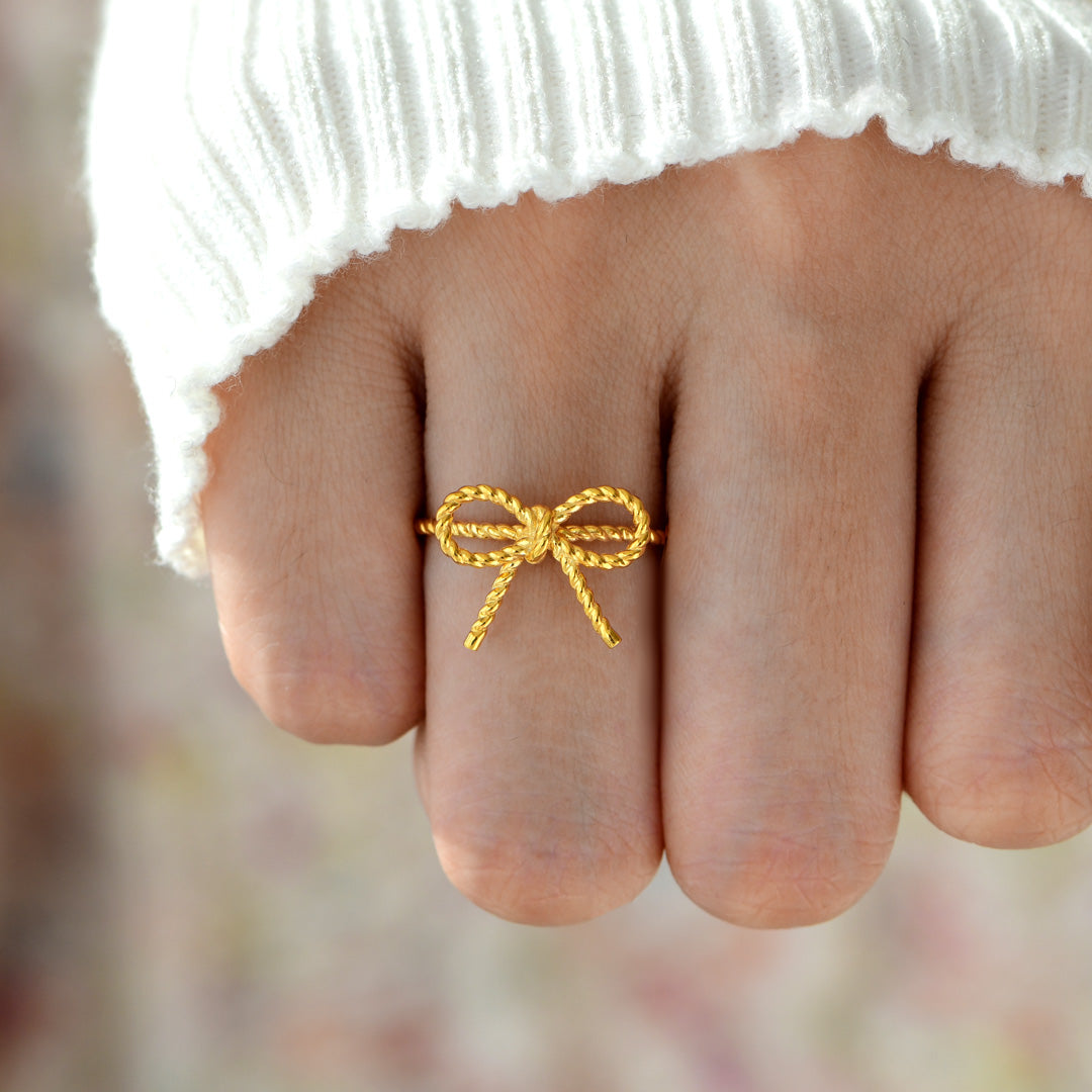 Sealed with Angel's Kiss Golden Ribbon Ring
