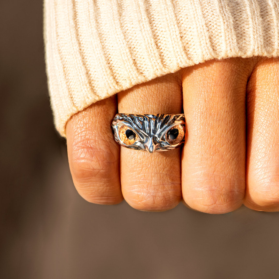 Vintage Owl Ring In Silver