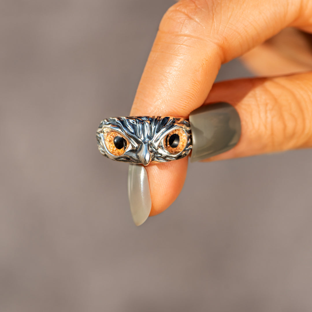 Vintage Owl Ring In Silver