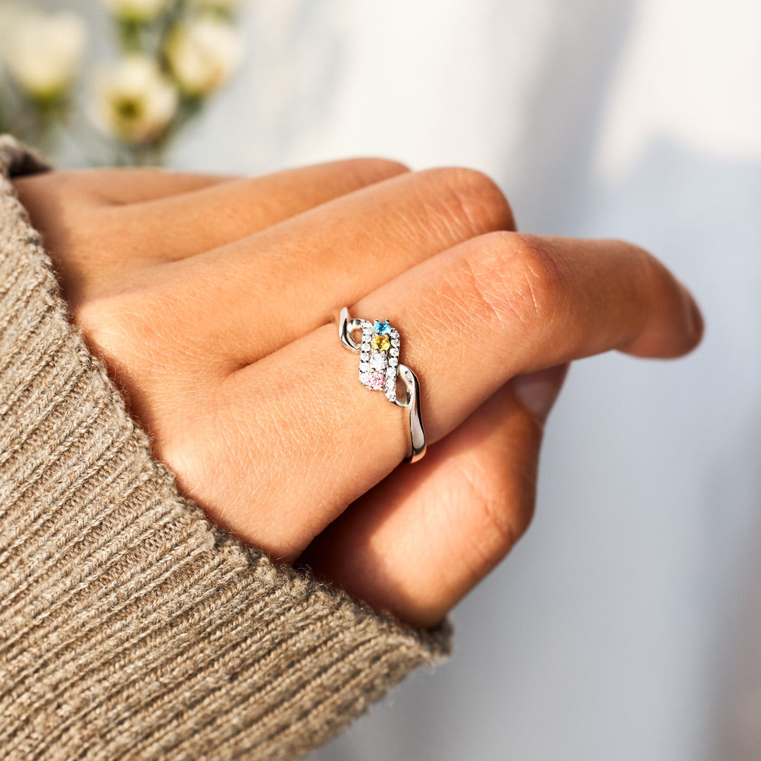 1-6 Birthstones Swirl Ring