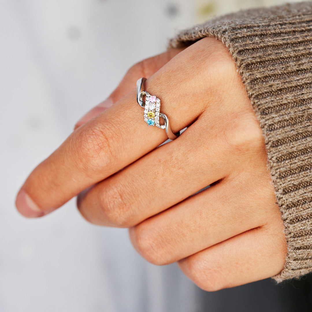 1-6 Birthstones Swirl Ring